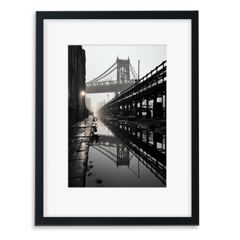 Black and white bridge framed wall art print artwork poster