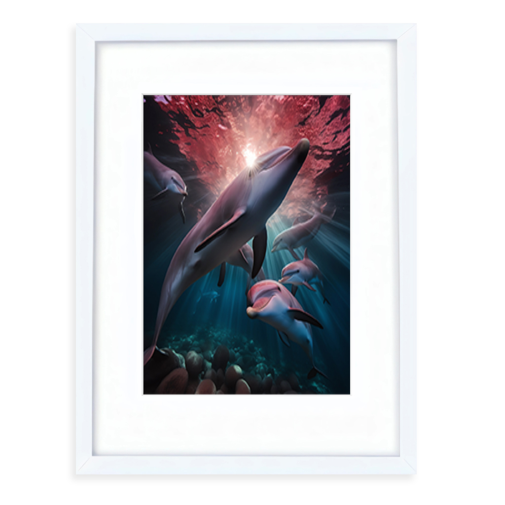 Dolphins framed wall art ocean artwork print poster