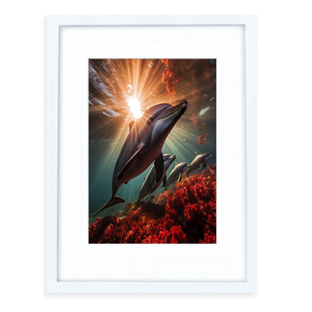 Dolphins framed wall art ocean artwork print poster