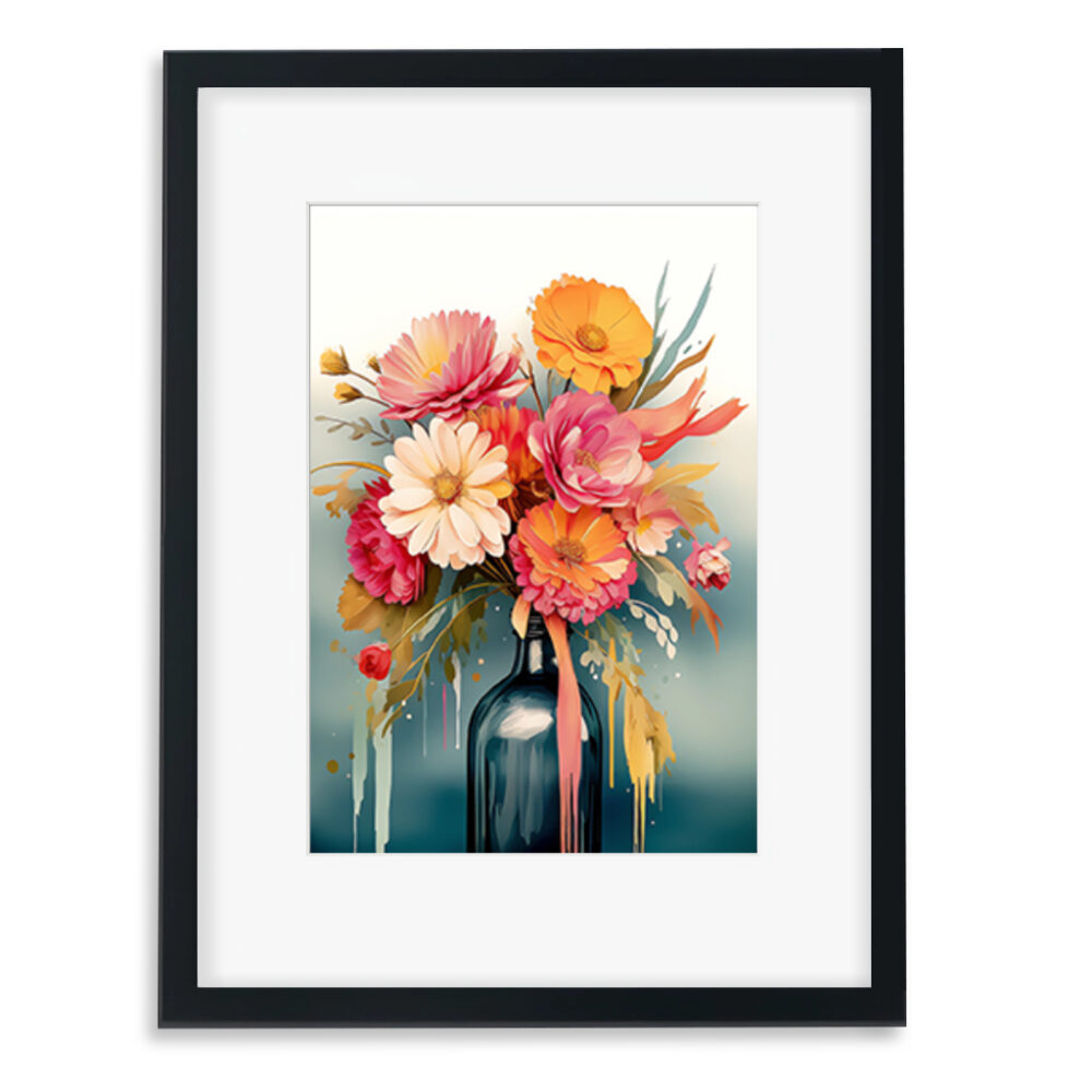 Vase flowers framed wall art poster artwork print