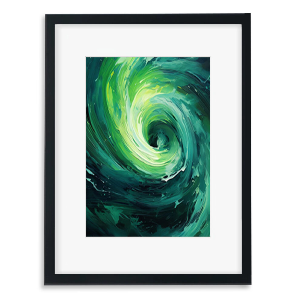 Green vortex abstract framed wall art
