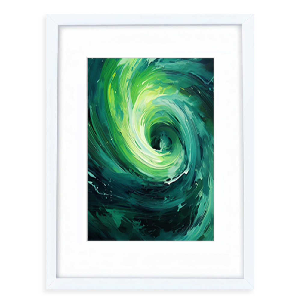 Green vortex abstract framed wall art