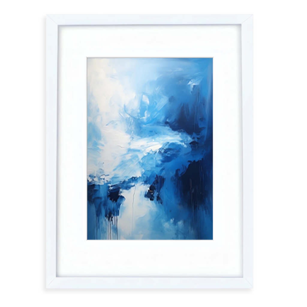 Blue abstract ice framed wall art